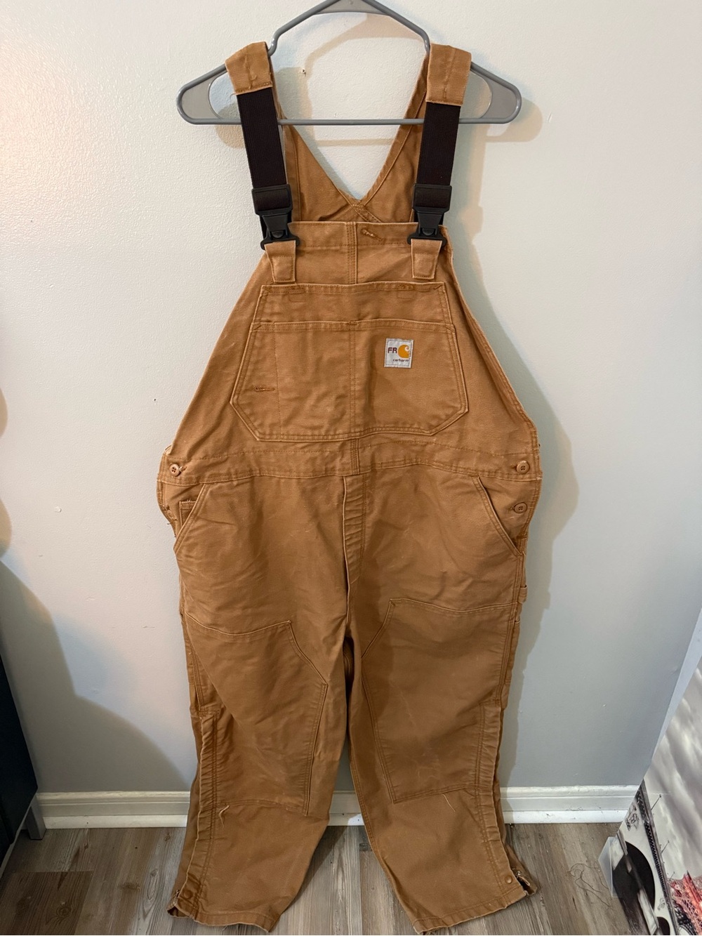 Carhartt Kids Brown/Tan Duck Bib Overalls with Black Straps